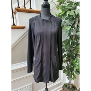 Cabi Women Black Rayon Long Sleeve Full Zip Front Zip Fitted Jacket Size Medium